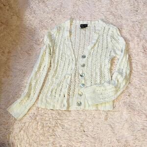 Cream Crotchet Cottage Core Whimsical Earthy Bohemian Hippie Twee Indie Cardigan